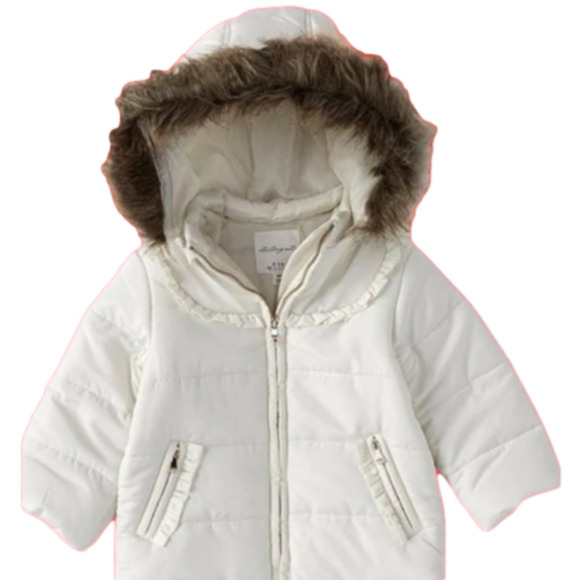 Baby Girls 🎀 18-24 Mths Faux Fur Trim Ruffle, 🎀 Collar Puffer Coat🧥 NWOTags
